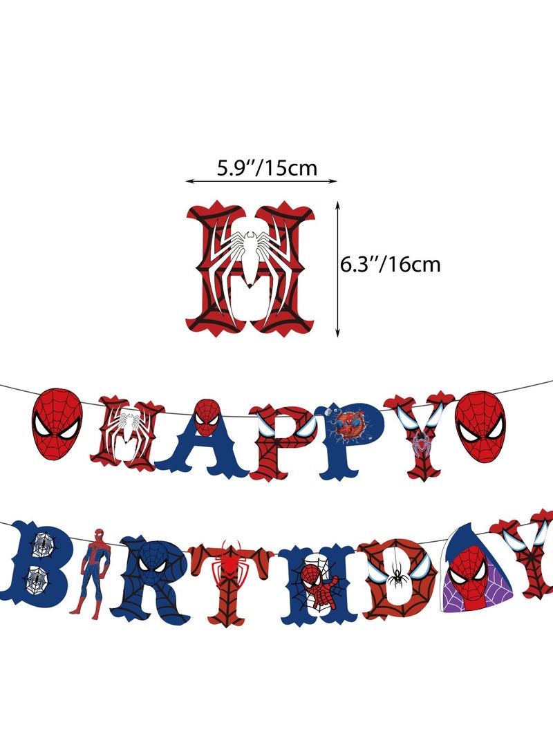 Spiderman Birthday Party Decorations Kit - Superhero Themed Pull Flags, Paper Plates & Cups Set, Tablecloth & Backdrop for Kids Celebration - Image 4
