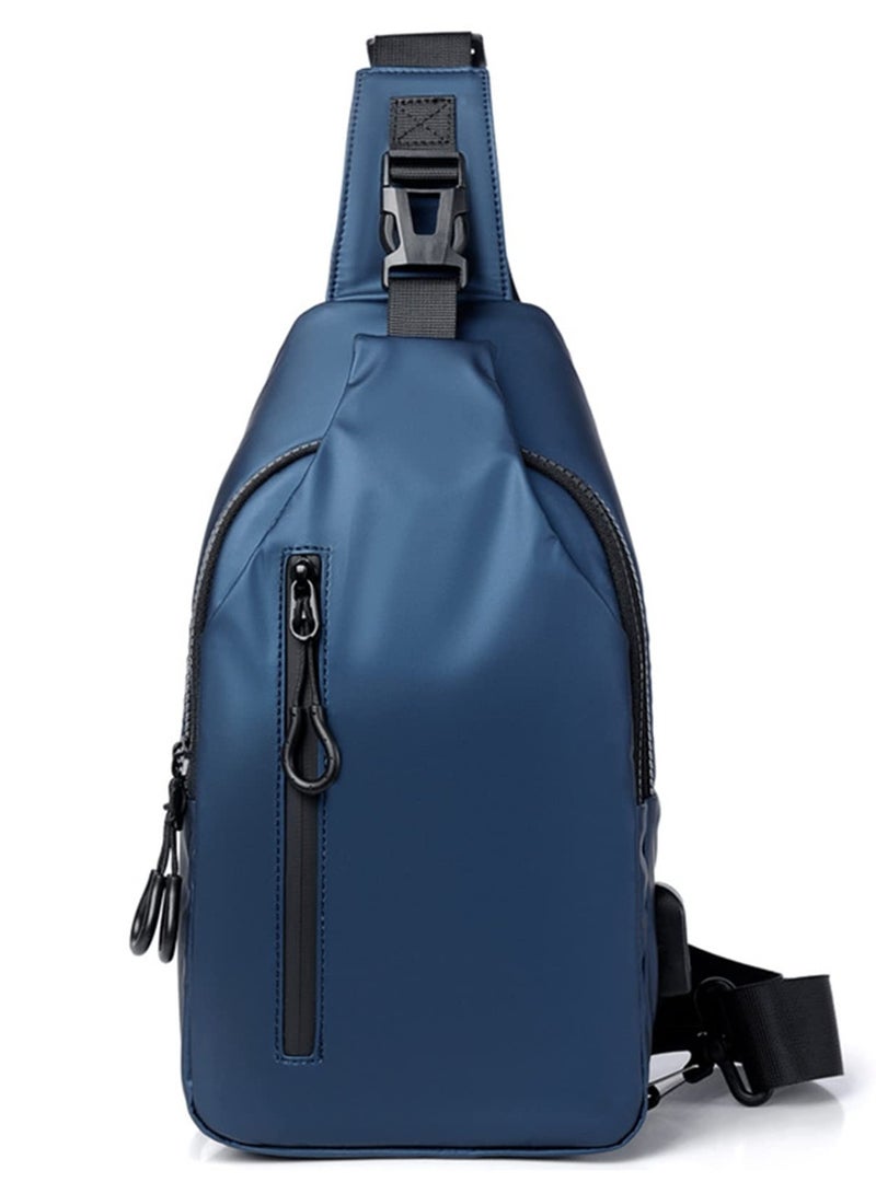 Crossbody Bag Casual Shoulder Bag for Men and Women Waterproof Leather Backpack Business Chest Bag with USB Charging Port for Travel Hiking (B) - Image 1