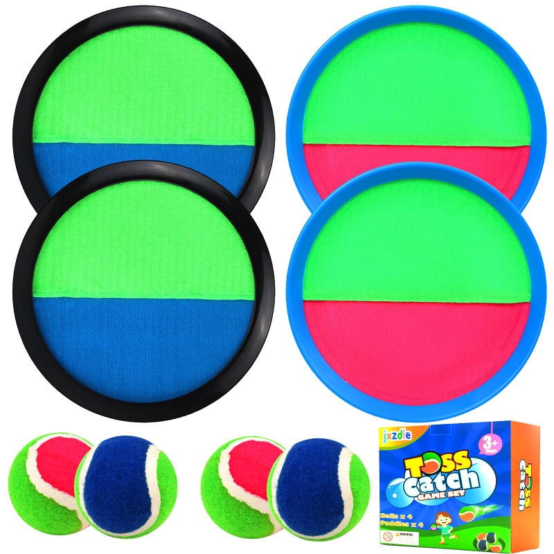 jxzdle Toss and Catch Game Set Outdoor Games with 4 Paddles 4 Balls and 1 Storage Bag Great Outdoor ToysGifts for Kids Classic Beach and Yard Game - Image 2