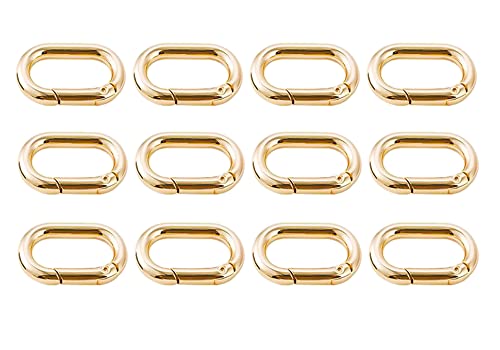 Bobeey 4pcs Carabiner Metal Spring Key Ring,Spring Snap Hooks Clip,Spring Keyring Buckle,Oval Ring for Bags,Purses BBC39(Light Gold) - Image 5