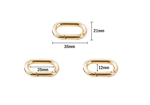 Bobeey 4pcs Carabiner Metal Spring Key Ring,Spring Snap Hooks Clip,Spring Keyring Buckle,Oval Ring for Bags,Purses BBC39(Light Gold) - Image 2