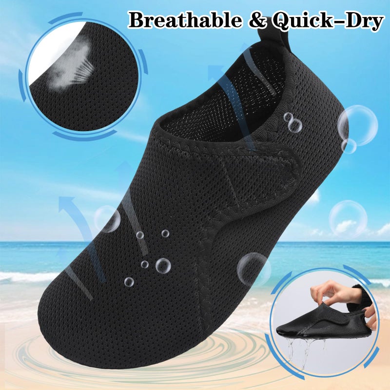 LeIsfIt Water Shoes for Women Men Quick-Dry Aqua Socks Non-Slip Swim Beach Barefoot Socks for River Pool Lake Surf Yoga Black 8-9 Women/6-7 Men - Image 4