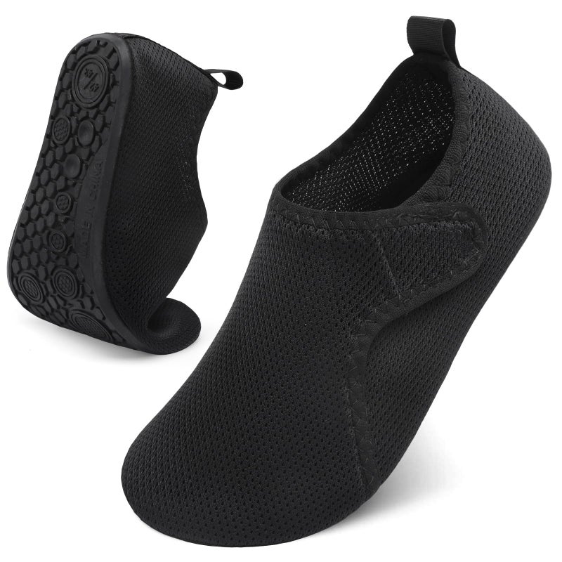 LeIsfIt Water Shoes for Women Men Quick-Dry Aqua Socks Non-Slip Swim Beach Barefoot Socks for River Pool Lake Surf Yoga Black 8-9 Women/6-7 Men - Image 1