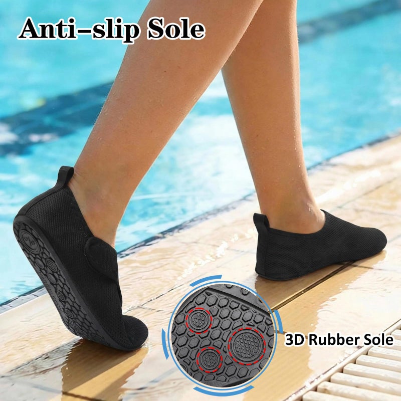 LeIsfIt Water Shoes for Women Men Quick-Dry Aqua Socks Non-Slip Swim Beach Barefoot Socks for River Pool Lake Surf Yoga Black 8-9 Women/6-7 Men - Image 5