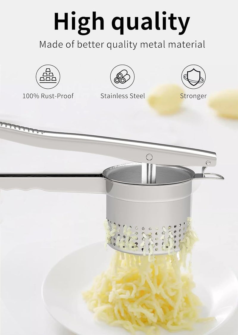 GloTika Large 15oz Potato Ricer with 3 Interchangeable Discs, Heavy Duty Stainless Steel Potato Masher with Ergonomic Handle, Masher and Ricer Kitchen Tool for Mashed Potatoes, Noodle Maker - Image 4