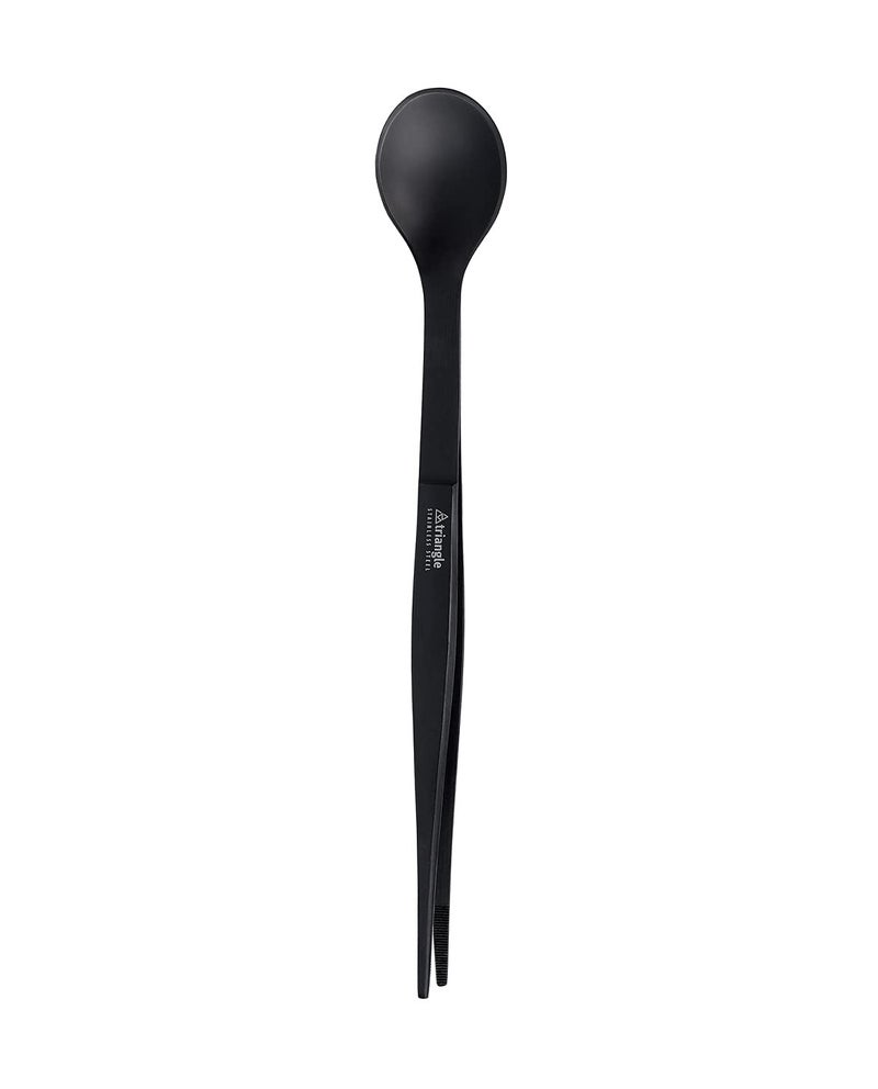 triangle FinalTouch Tasting Spoon Black  55 in 14 cm  Stainless Steel Spoon  Tweezers  Dishwasher Safe