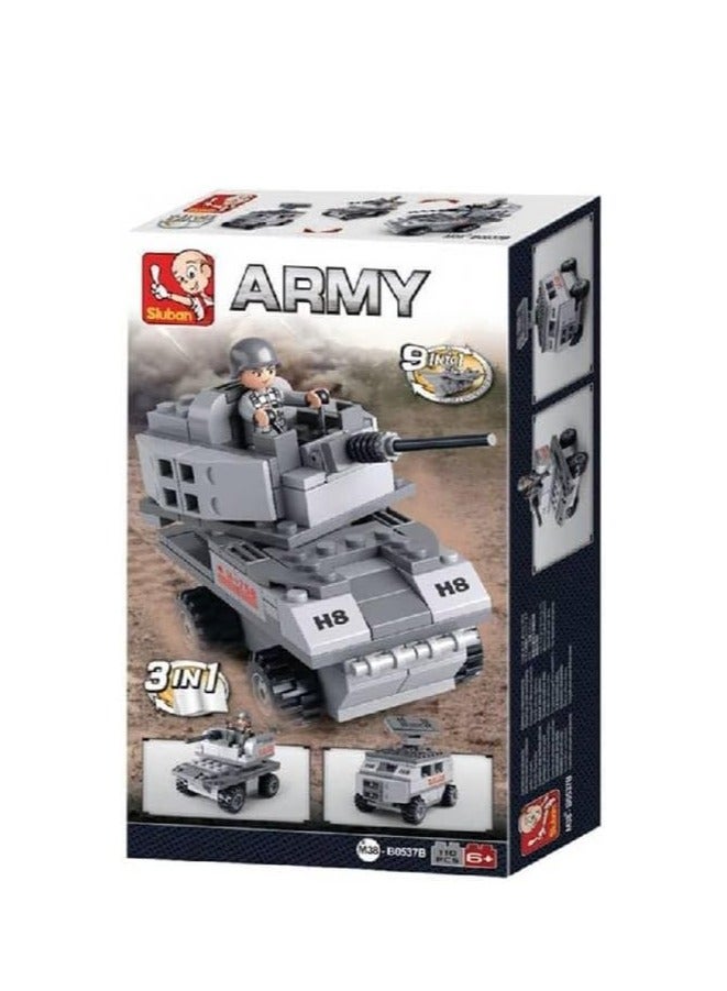 Sluban Army Series 3-in-1 Armored Vehicle Building Blocks 110 Pieces With Mini Figure For Ages 6+, 30x15x10 Cm Multicolor 1860425253776  - Image 2