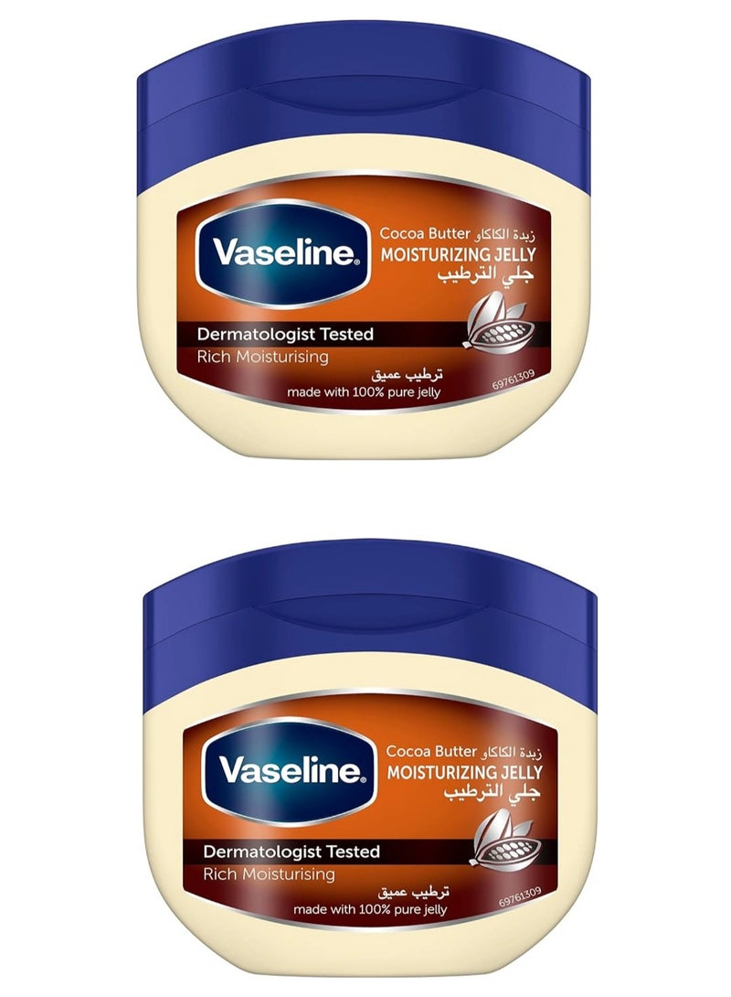 Vaseline Healing Petroleum Jelly For Dry Skin Cocoa Butter 2*450ml  (pack  of 2)