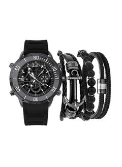 Mens Rubber Black Analog Watch Black Dial