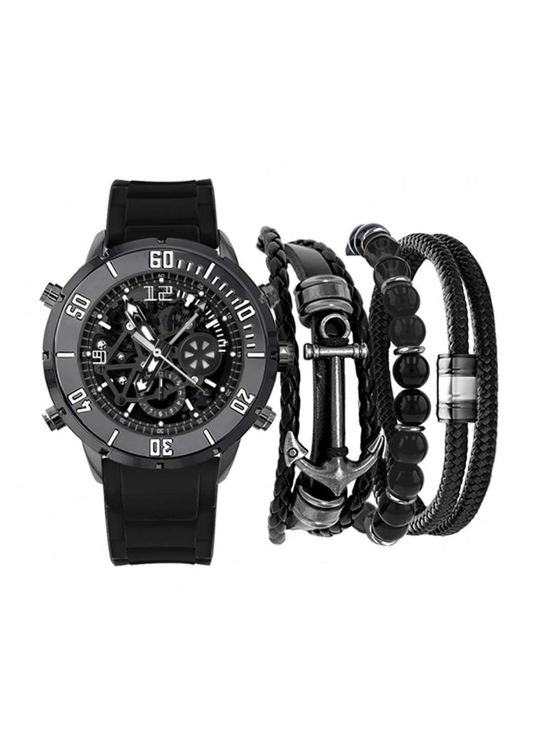 American Exchange - Mens Rubber Black Analog Watch Black Dial - Image 1
