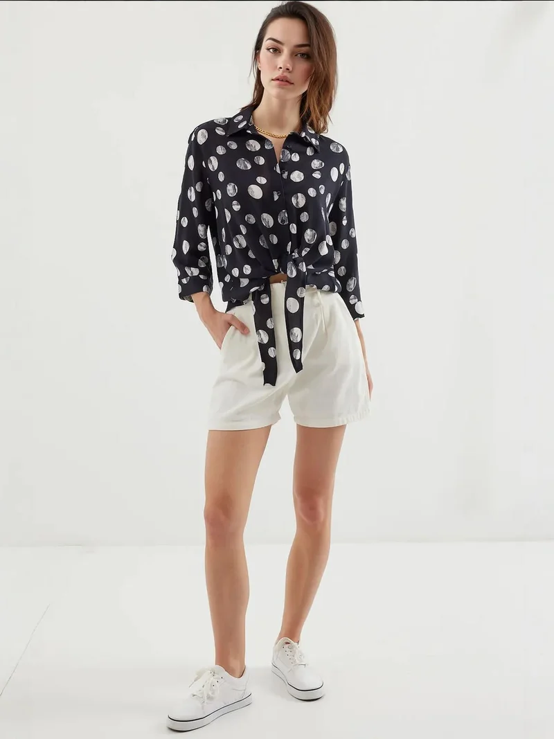 BIG DART BDART Printed Viscose Shirt with Bow