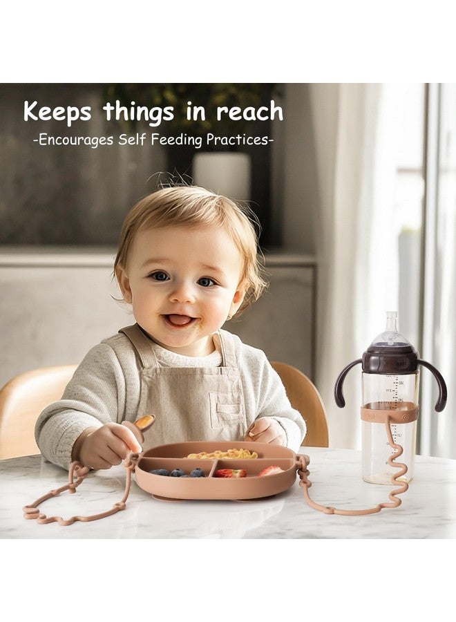 YIVEKO Baby Plates with Suction Silicone Baby Spoons Divided Baby Plates Silicone Baby Safety Toy Straps Baby Bottle Bungees Baby Feeding Set All-in-one-Sage - Image 5