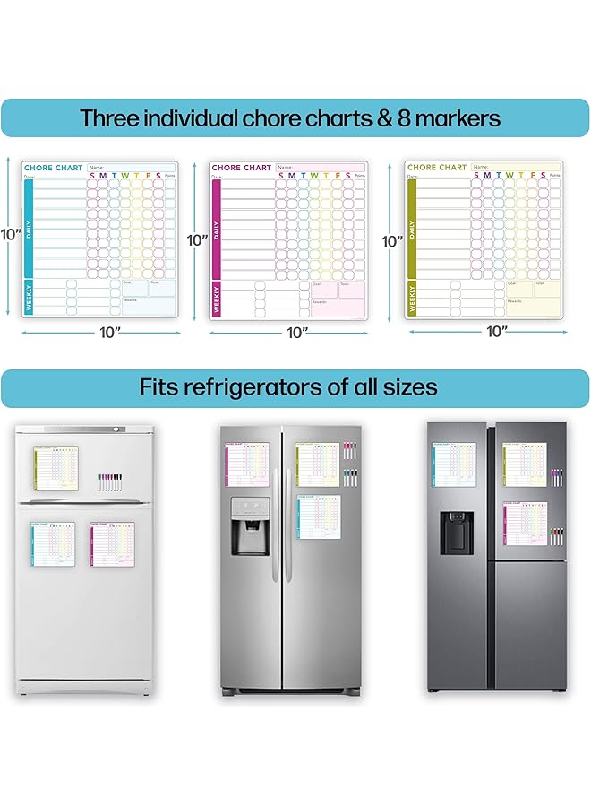erorex Magnetic Behavior Reward Chore Chart Fridge Whiteboard Chore Chart Set Dry Erase Responsibility Chart Fridge Magnet Behavior Chart Set And 8 Fine Tip Markers 3 Pcs - Image 3