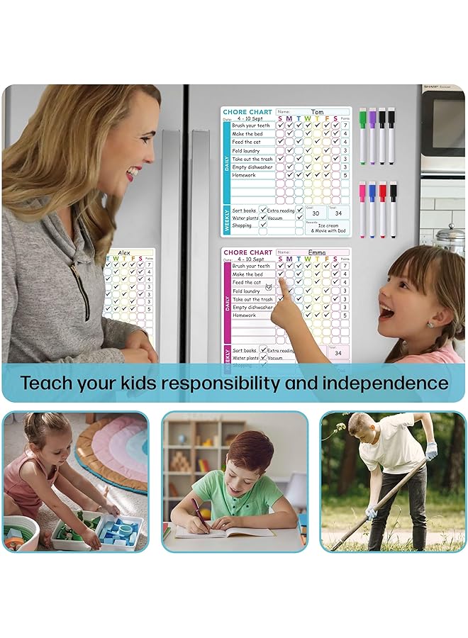 erorex Magnetic Behavior Reward Chore Chart Fridge Whiteboard Chore Chart Set Dry Erase Responsibility Chart Fridge Magnet Behavior Chart Set And 8 Fine Tip Markers 3 Pcs - Image 4