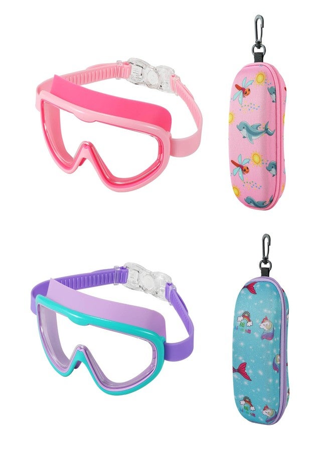 RUIGAO Swim Goggles 2 Pack Anti-Fog UV Proection Wide View Swimming Goggles for Kids 3-8 - Image 1