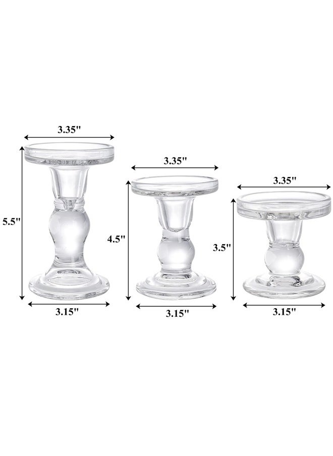 Optico 3 Pieces Glass Candle Holders for Pillar Candles, Tealight Candles-Candle Holder or 7/8 inch Taper Candle, Decorative Unity Candle Holder Set of 3 for Wedding Ceremony Set, Glass Candlestick Holder for Table or Home Decoration  - Image 2