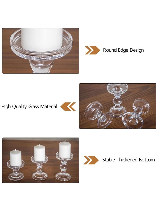 Optico 3 Pieces Glass Candle Holders for Pillar Candles, Tealight Candles-Candle Holder or 7/8 inch Taper Candle, Decorative Unity Candle Holder Set of 3 for Wedding Ceremony Set, Glass Candlestick Holder for Table or Home Decoration  - Image 4