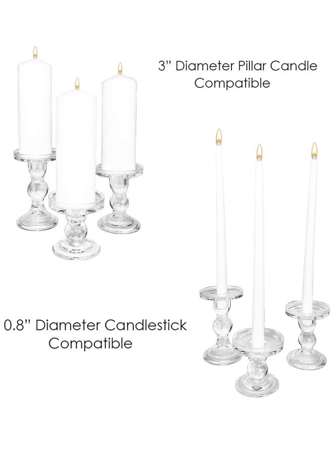 Optico 3 Pieces Glass Candle Holders for Pillar Candles, Tealight Candles-Candle Holder or 7/8 inch Taper Candle, Decorative Unity Candle Holder Set of 3 for Wedding Ceremony Set, Glass Candlestick Holder for Table or Home Decoration  - Image 3