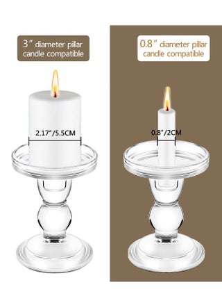 3 قطع من حاملات الشموع الزجاجية للشموع الدعامة، شموع Tealight - حامل شموع أو شمعة مستدقة مقاس 7/8 بوصة، مجموعة حامل شموع مزخرفة مكونة من 3 قطع لمجموعة حفل الزفاف، حامل شمعدان زجاجي للطاولة أو ديكور المنزل - view 5
