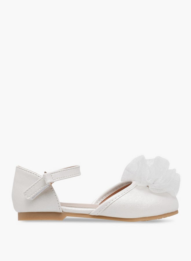 JUNIORS Girls Floral Accent Ballerina Shoes with Hook and Loop Closure  - Image 3