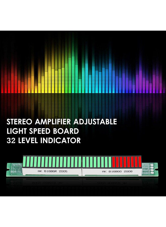 Generic - 32 Level Indicator VU Meter Audio Level Meter Stereo Amplifier Adjustable Light Speed Board Module with AGC Mode - Image 1