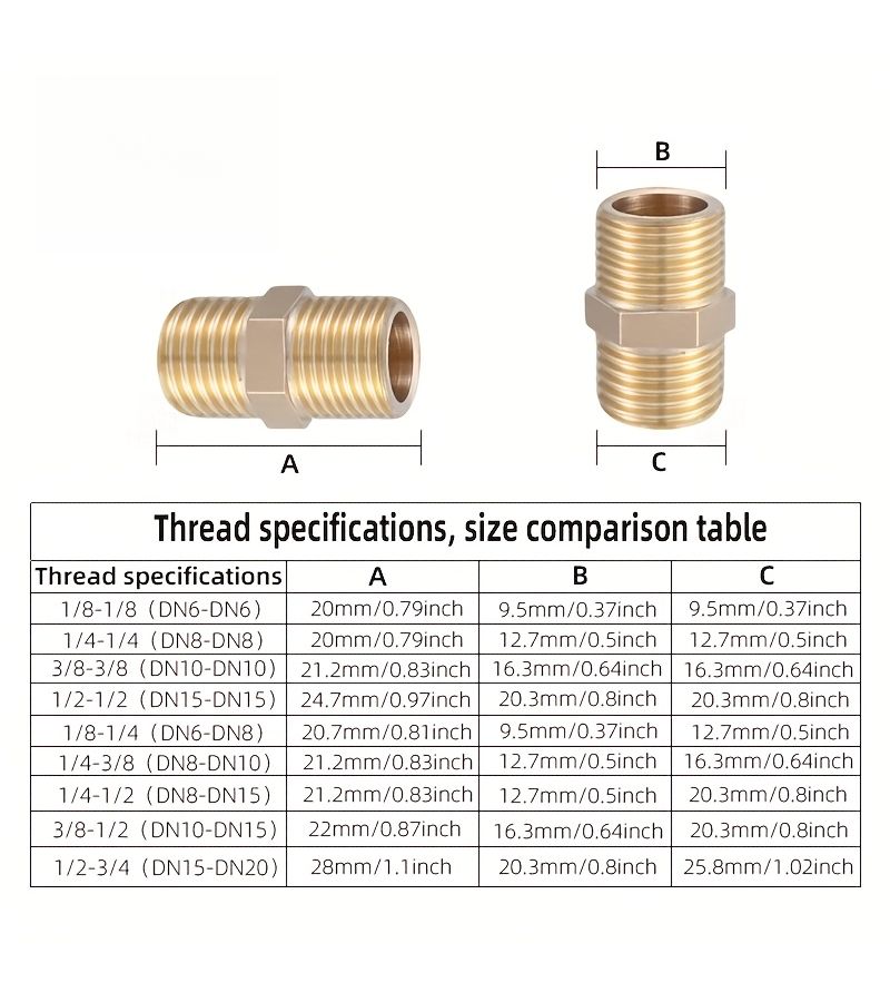 Premium Brass Hex Nipple 1/4 Inch Double Male Thread Connector Leak Proof - Image 5