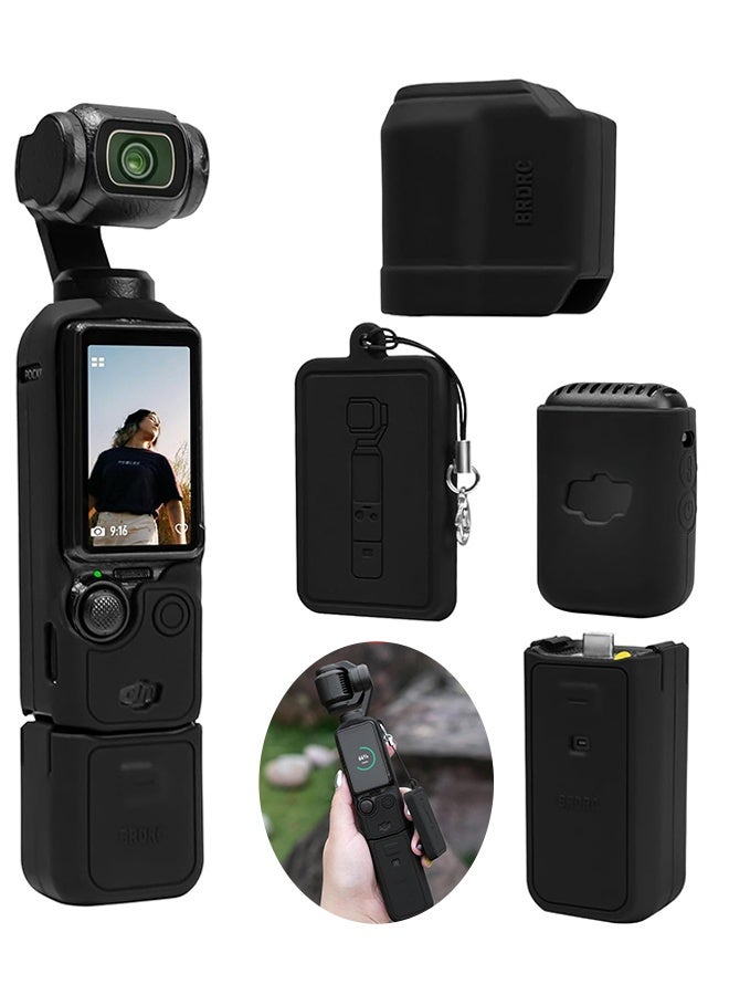 Wffo Suitable for DJI OSMO Pocket 3 Case - Silicone Protective Case Cover - Lens Cover Compatible with DJI OSMO Pocket 3 - Screen Protector Grip Cover Accessories - Shockproof, Anti-Slip, Dustproof - Black - Image 1