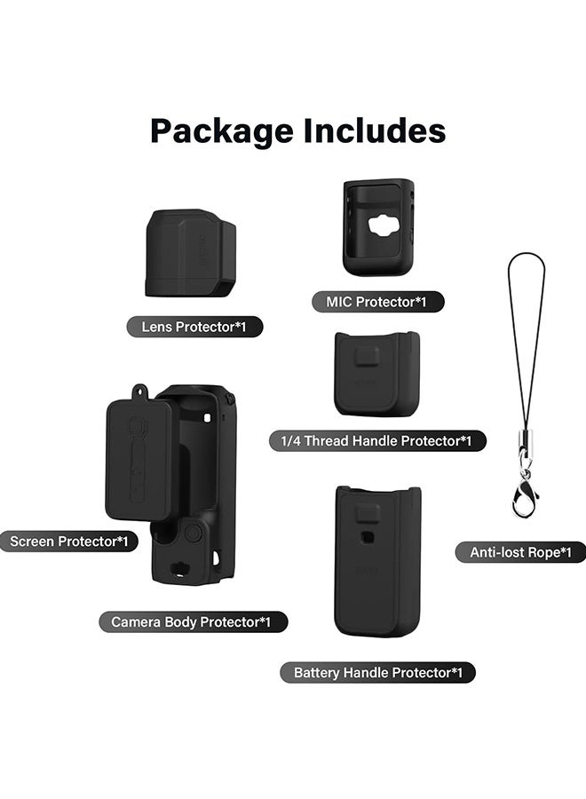 Wffo Suitable for DJI OSMO Pocket 3 Case - Silicone Protective Case Cover - Lens Cover Compatible with DJI OSMO Pocket 3 - Screen Protector Grip Cover Accessories - Shockproof, Anti-Slip, Dustproof - Black - Image 3