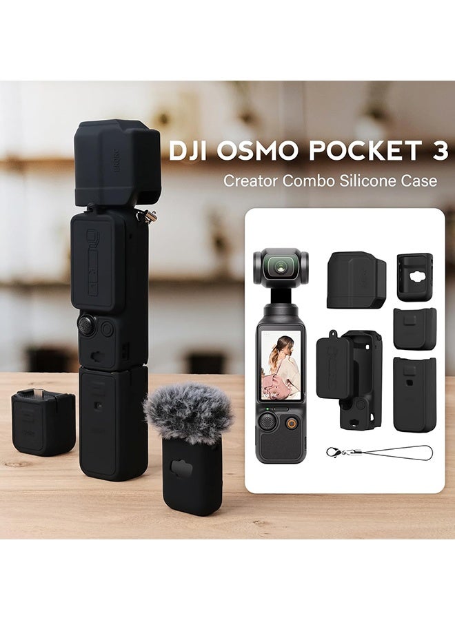 Wffo Suitable for DJI OSMO Pocket 3 Case - Silicone Protective Case Cover - Lens Cover Compatible with DJI OSMO Pocket 3 - Screen Protector Grip Cover Accessories - Shockproof, Anti-Slip, Dustproof - Black - Image 2