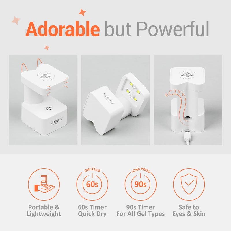 modelones Mini UV Light for Gel Nails, UV Nail Lamp, Nail Light with 2 Timers for Fast Curing Gel Polish Nails Extension, Portable LED USB Flash Cure Lamp for Travel - Image 2