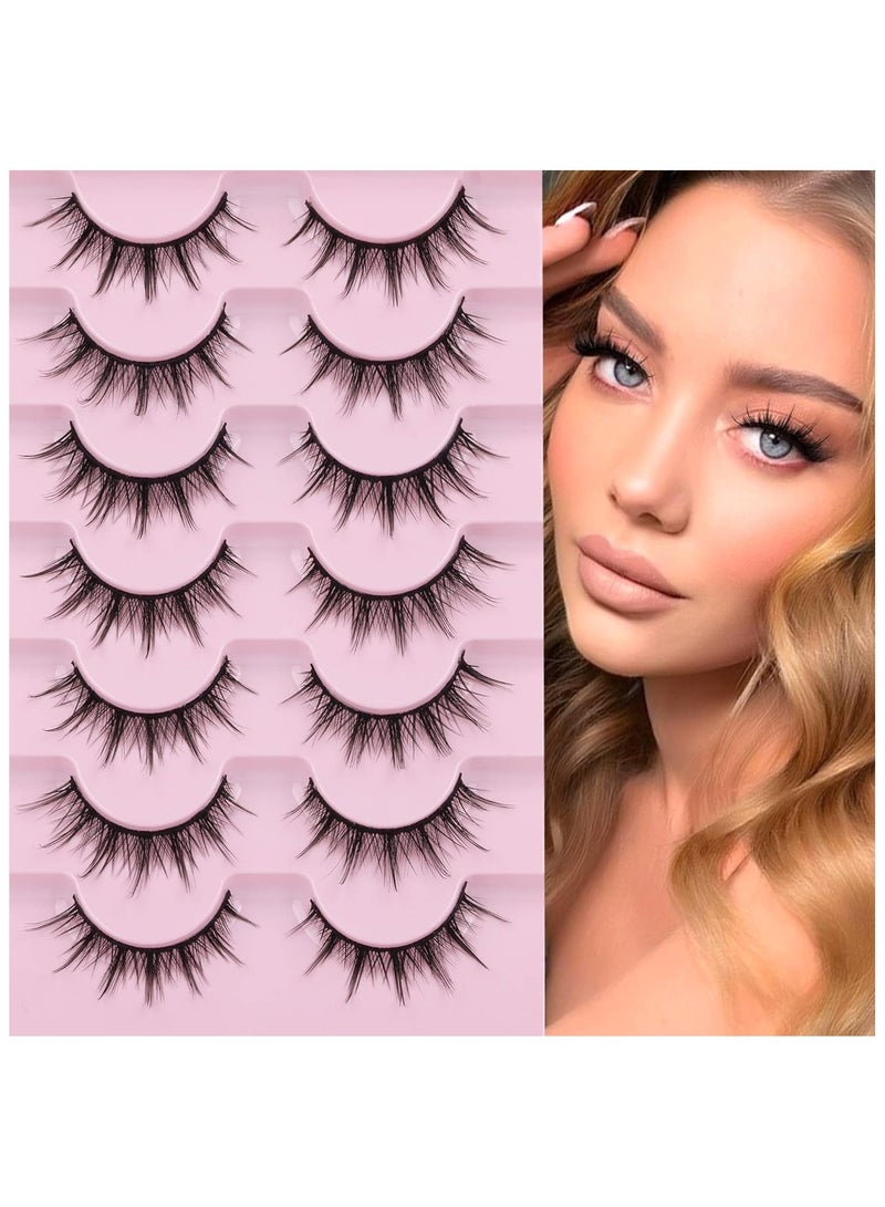 بيوتي بوكس رموش مانغا، 7 قطع رموش صناعية بمظهر طبيعي، رموش أنمي، رموش مينيك خفيفة وشفافة، رموش ذات حجم 3D، رموش كورية يابانية للنساء والفتيات - Image 1