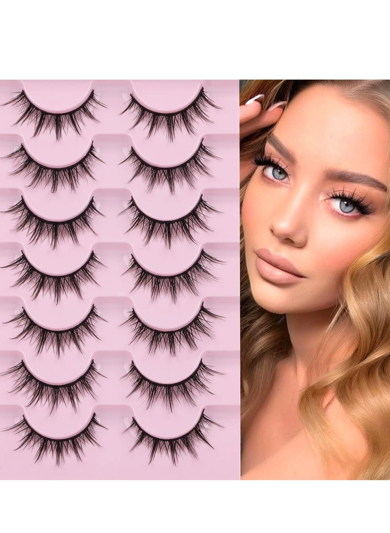 بيوتي بوكس رموش مانغا، 7 قطع رموش صناعية بمظهر طبيعي، رموش أنمي، رموش مينيك خفيفة وشفافة، رموش ذات حجم 3D، رموش كورية يابانية للنساء والفتيات - Image 4