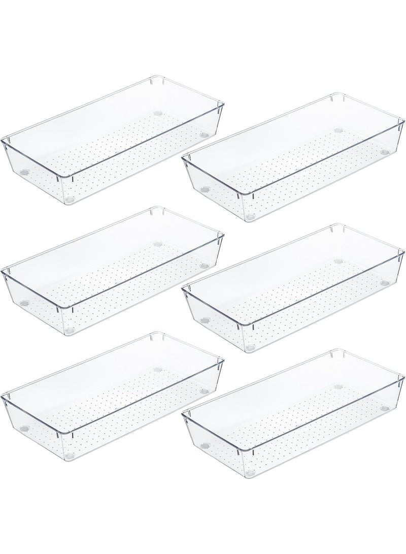 6 Clear Drawer Organizer Trays, Storage Box for Utensils, Office Craft Supplies, Jewelry - Image 1
