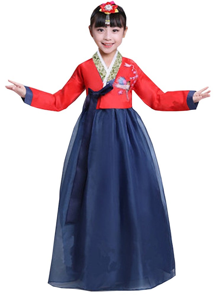Al Aoyama Gril KoreanTraditional Long Sleeve Hanbok Dress Cosplay Costume red  - Image 1