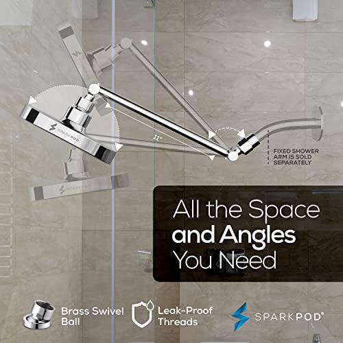 SparkPod Round Rain Shower Head with Extension Arm - Height Adjustable Shower Head with High Pressure Performance - Easy 1-Minute Installation (11" Arm Extension, Luxury Polished Chrome) - Image 5