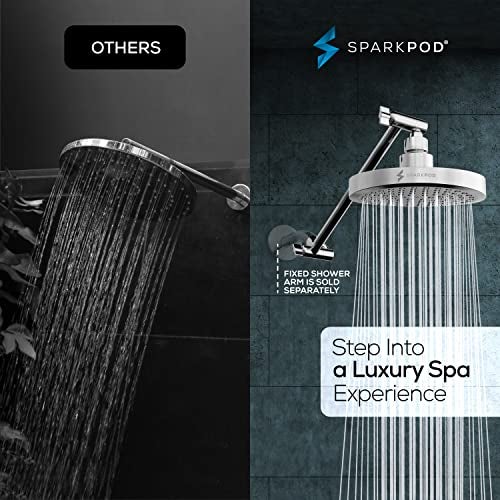 SparkPod Round Rain Shower Head with Extension Arm - Height Adjustable Shower Head with High Pressure Performance - Easy 1-Minute Installation (11" Arm Extension, Luxury Polished Chrome) - Image 2