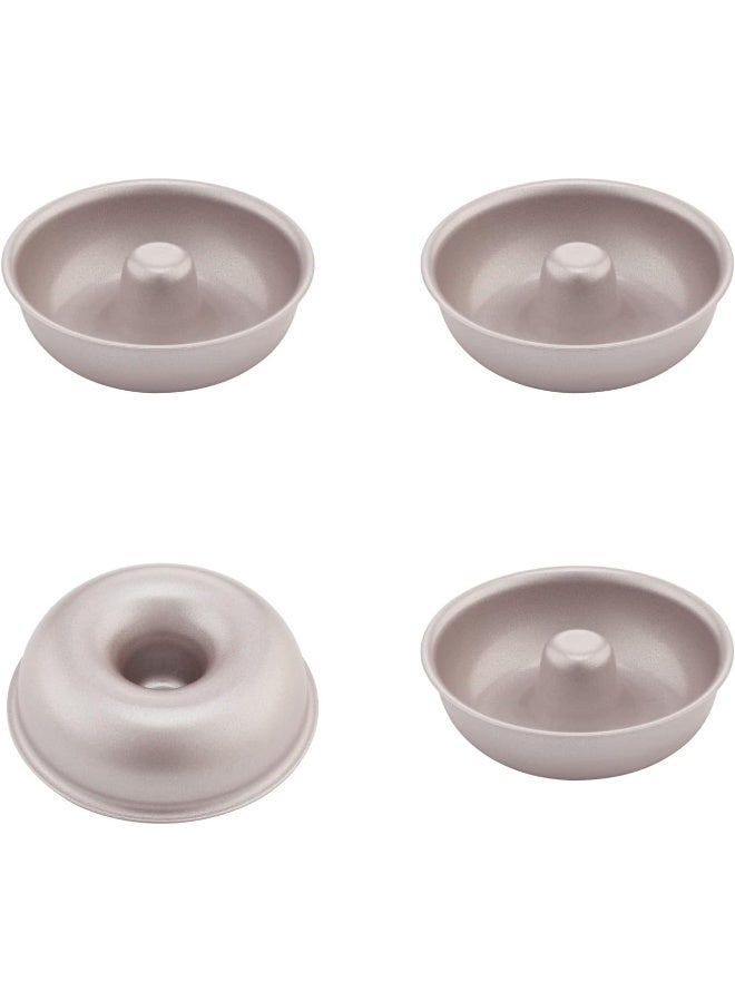CHEFMADE Mini Donut Cake Pan Set, 3-Inch 4Pcs Non-Stick Ring Doughnut Bakeware for Oven and Instant Pot Baking