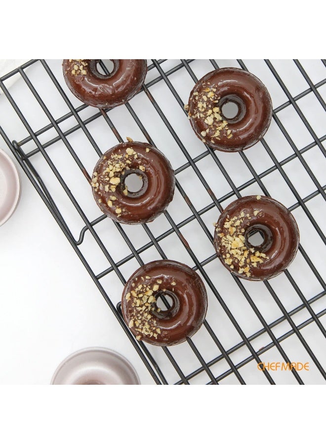 CHEFMADE Mini Donut Cake Pan Set, 3-Inch 4Pcs Non-Stick Ring Doughnut Bakeware for Oven and Instant Pot Baking
