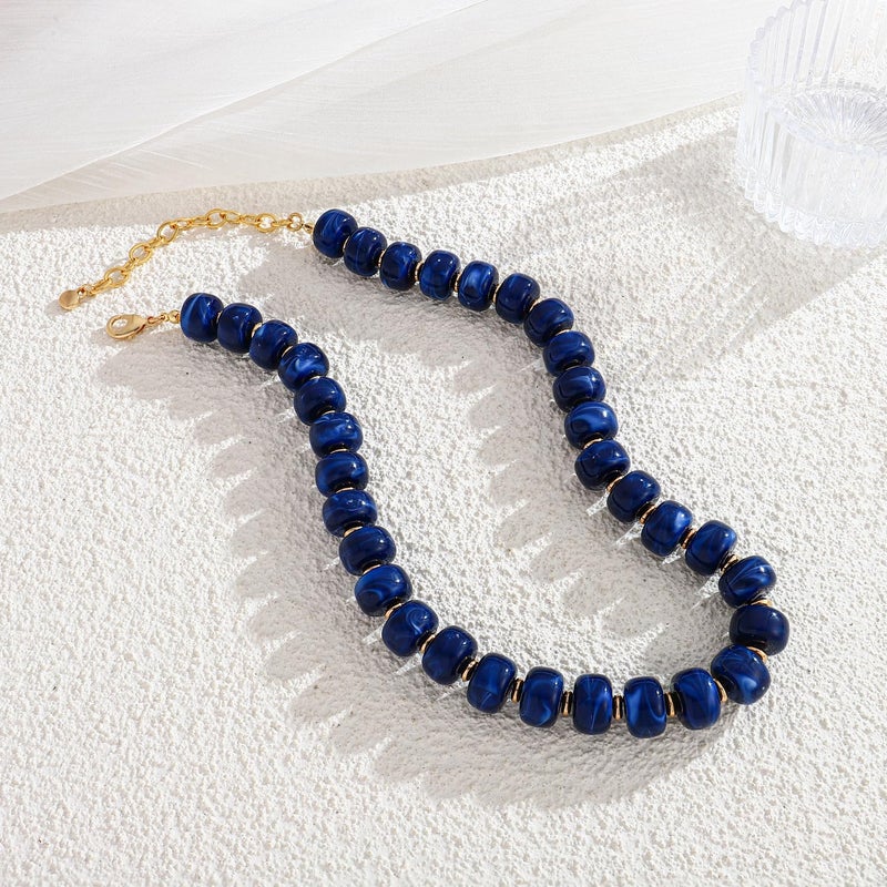 INNERDIVA Chunky Beaded Necklace for Women Statement Big Large Blue Bead Choker Necklaces Trendy Summer Beach Beachy Womens Charm Jewelry Boho Colorful Resin Gemstone Necklace Prom Accessories Gifts - Image 4