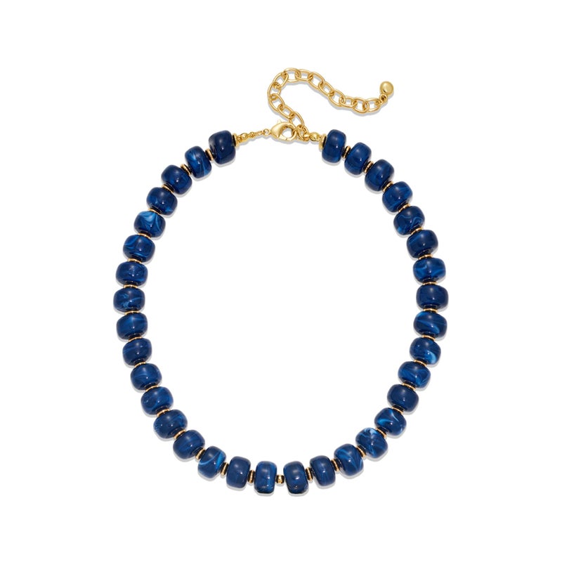 INNERDIVA Chunky Beaded Necklace for Women Statement Big Large Blue Bead Choker Necklaces Trendy Summer Beach Beachy Womens Charm Jewelry Boho Colorful Resin Gemstone Necklace Prom Accessories Gifts - Image 1
