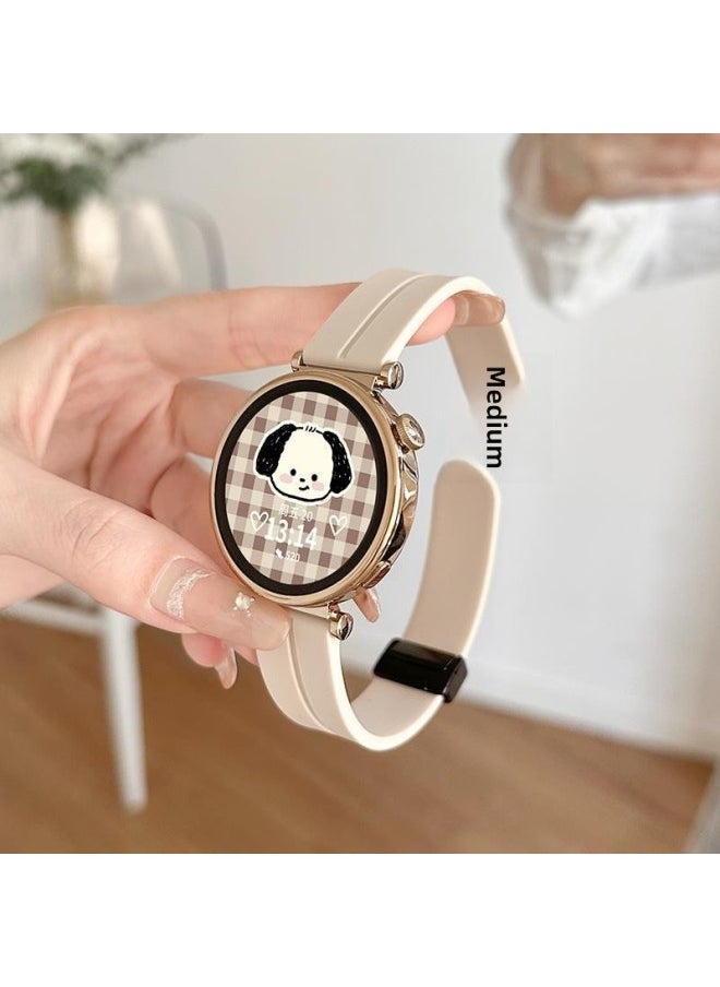 Generic For Huawei Gt4/Gt3 Strap Gt5 Silicone Magnetic Smart Watch Watch4pro Watch Strap Watchgt-Color:Milk Apricot Color - Suitable For Huawei Gt5/gt5pro/gt4 [dial 46mm]  - Image 1