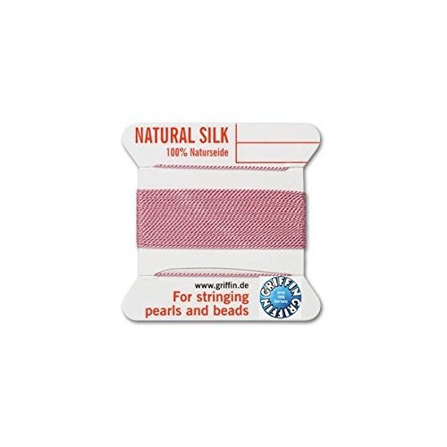 Griffin Natural Silk Thread for stringing Pearls and Beads Size #6 Dark Pink - Image 1