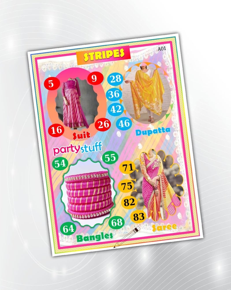 PartyStuff Tambola Housie - Stripes kukuba (48 Piece) - Image 1