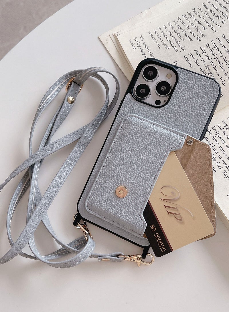 Suteni Crossbody Strap Back Cover Card Slots Leather Phone Case for iPhone - Image 2