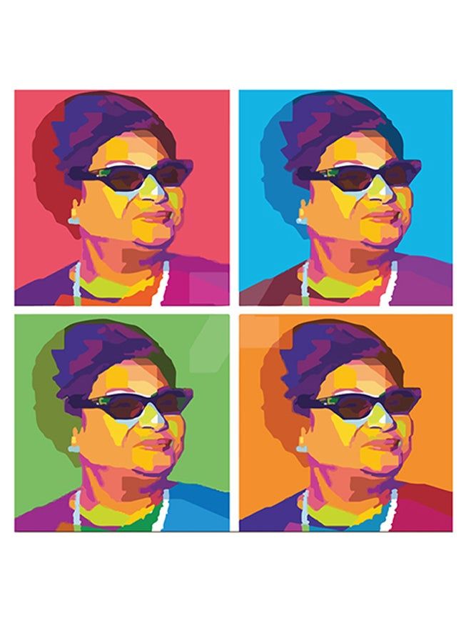 RYN فن جداري مستوحى من أم كلثوم أحمر/أزرق/بني 30x30 سم - Image 1