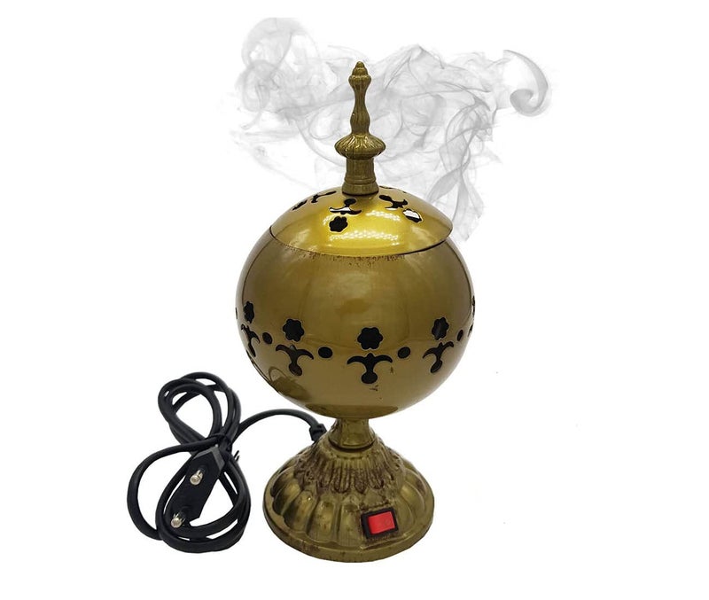 Designer Metal Body Camphor Incense Burner Aroma Oil Oud Bakhoor Bukhoor Electric Diffuser Home Decor Aroma Lamp Color Mix