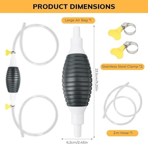 QIMIT High Flow Siphon Hand Pump, Portable Manual Car Fuel Transfer Pump for Petrol Diesel Oil Liquid Water Fish Tank with 2M Syphon Hose (Multi) - Image 4