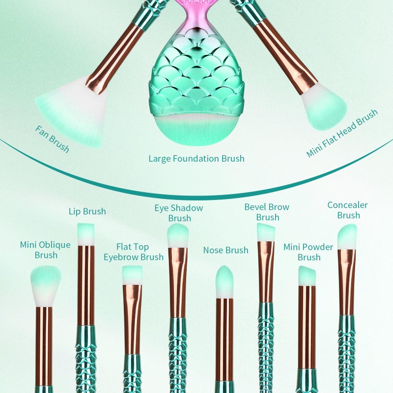 SQULIGT Makeup Brush Set 11Pcs Eye Makeup Brushes, Eyeshadow Concealer Eyeliner Brow Blending Brush Tool - Image 3