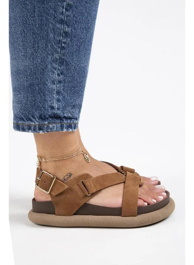 Manijero  Azelya Women's Genuine Leather Buckle Strappy Platform Sandal. for Women | Best Price UAE