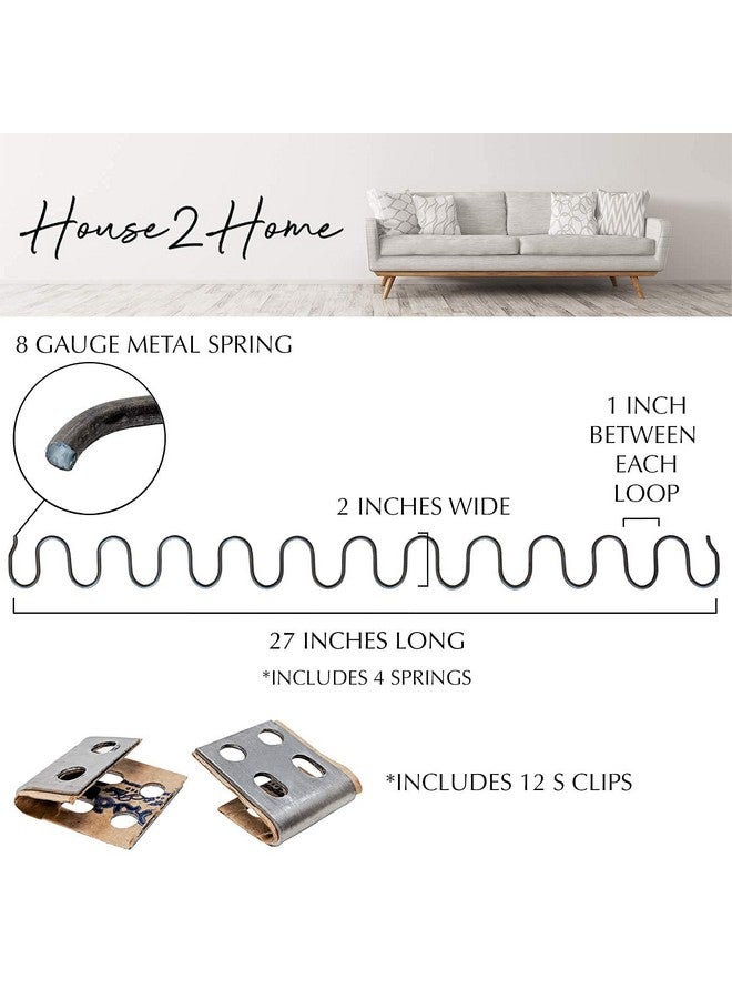House2Home طقم إصلاح النوابض للكنبة 27" من هاوس2هوم لإصلاح دعم الأريكة للوسائد المتدلية - يتضمن 4 قطع من النوابض، مشابك النوابض، سلك دعم النوابض، براغي، وتعليمات التركيب - Image 2